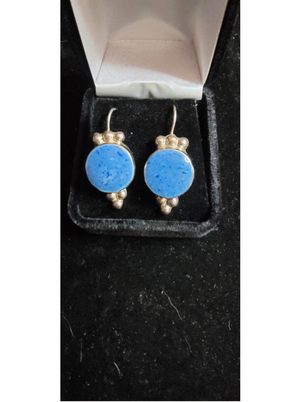 Vintage Mexican‎ Sterling Silver Turquoise Dangle Earrings Marked MEX 925